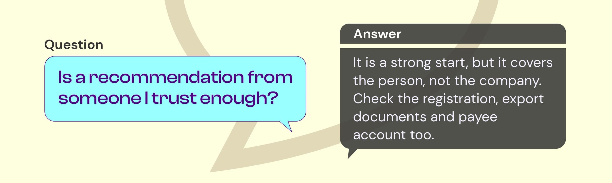 Q&A: Is a recommendation from someone I trust enough? It covers the person, not the company.
