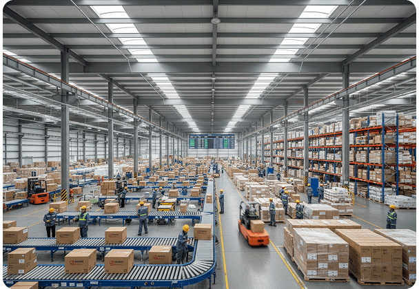 Busy fulfilment warehouse: pay Chinese suppliers instantly with Raiz